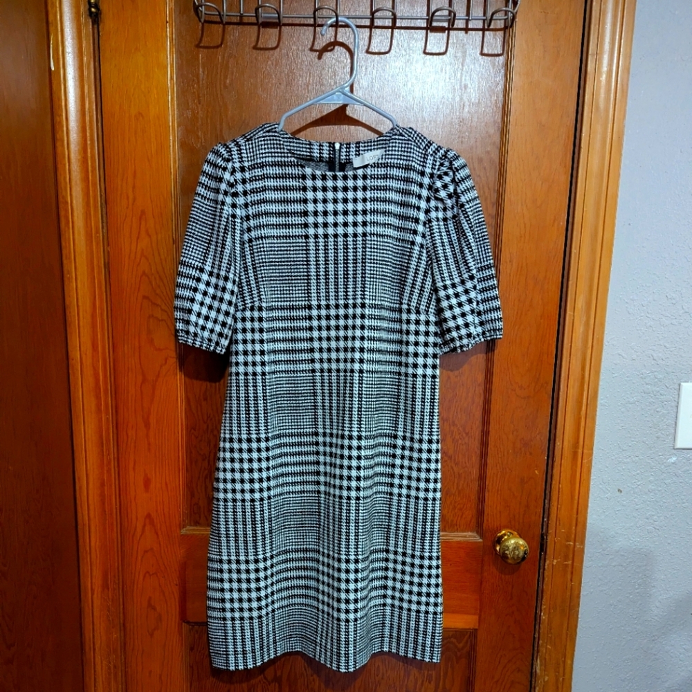 Loft Classic Black and White Houndstooth Dress